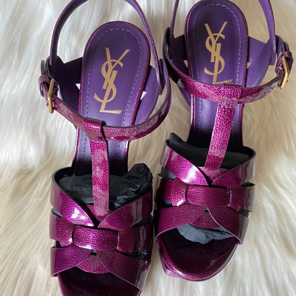 YSL TRIBUTE Platform Sandals. Size 37.5 - Picture 2 of 7